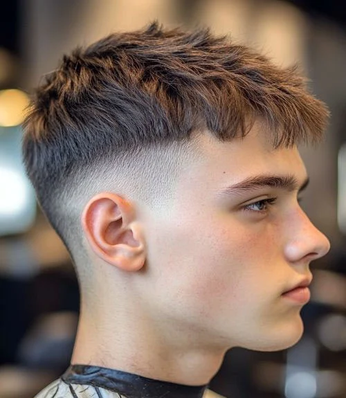 Short spikes with a mid fade are stylish and combine audacious rebellion