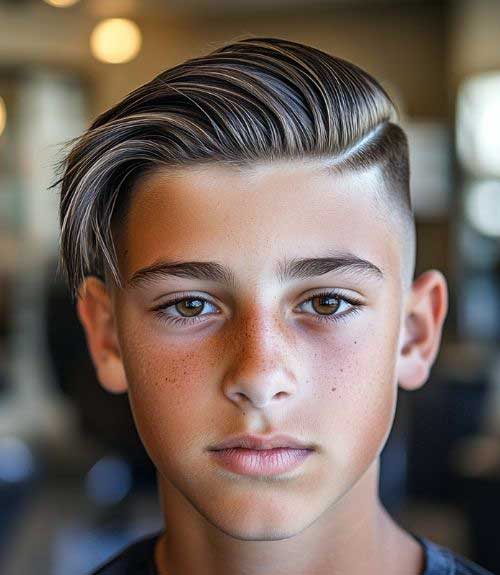 This long comb over with a mid fade is an asymmetrical style