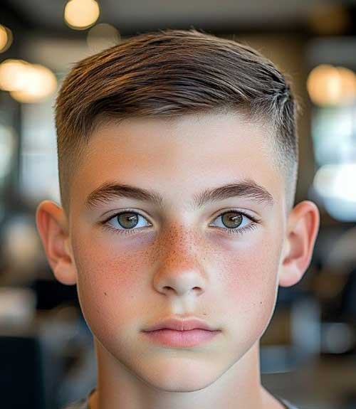 This textured, swept crew cut is a low-maintenance, masculine