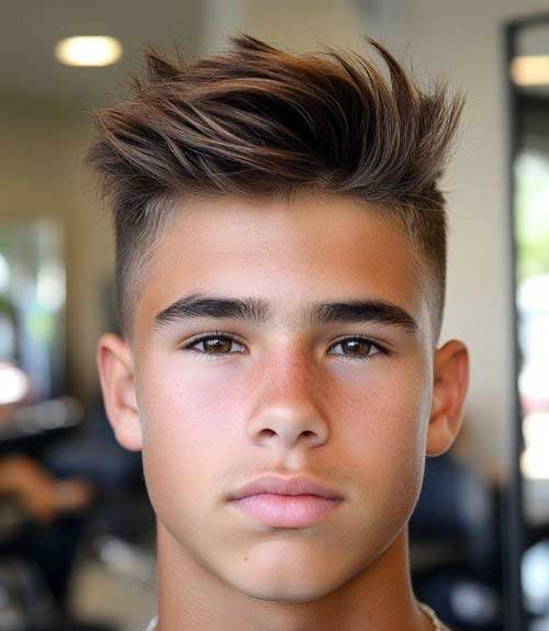 This tousled brush up with short sides keeps the hair soft and matte