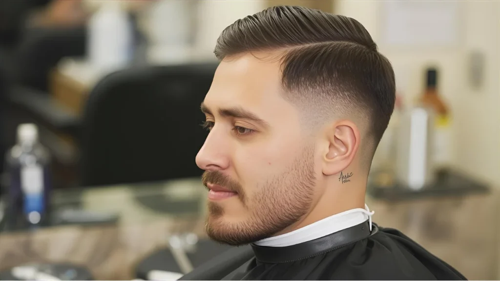 A skin fade (also called a “bald fade”) takes the tapering to the extreme.