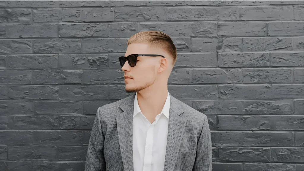 A low taper fade with Straight Hair gradually shortens the hair on the sides and back